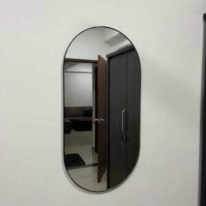 Capsule Mirror with Thin Black Frame